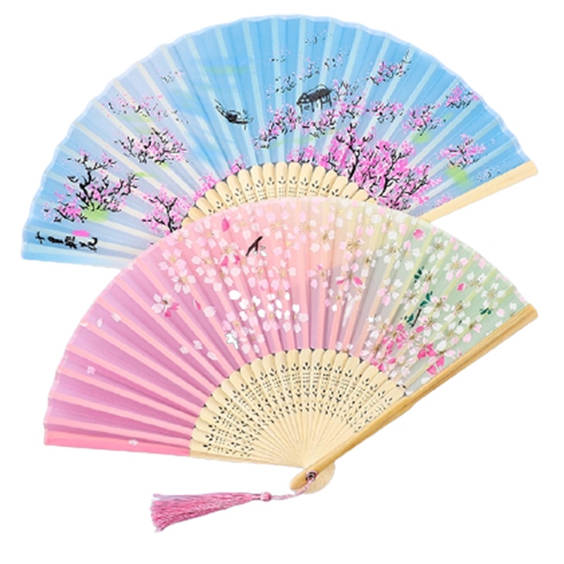 汉服扇子古风折扇法耐中国风女男生夏流苏儿童学生舞蹈随身折叠小竹扇_组合十