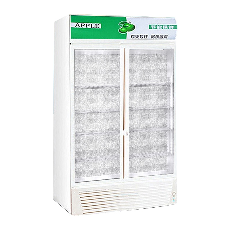 乐创(lecon)展示柜冷藏饮料柜商用立式冰柜冰箱冷柜保鲜柜 [双门绿白色] [直冷下压缩机]
