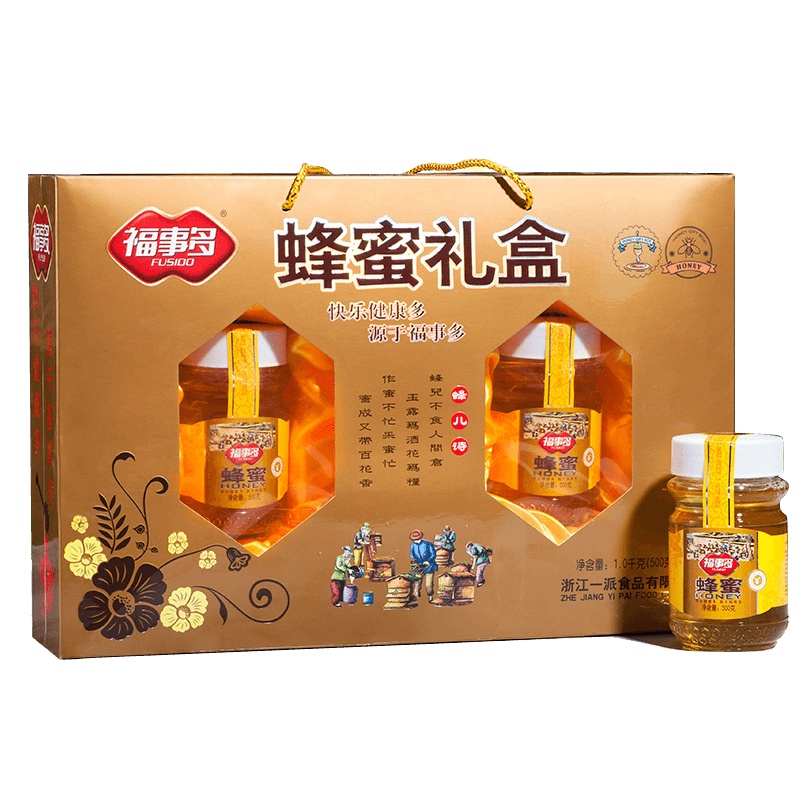 福事多蜂蜜礼盒1000g(500g*2瓶装)农家蜂蜜大礼包自然成熟 滋补蜂蜜