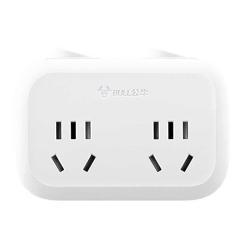 公牛(bull)新国标GN-9323一转二位分控开关带儿童安全保护门无线转换器接线板转接插头插线板 白色0