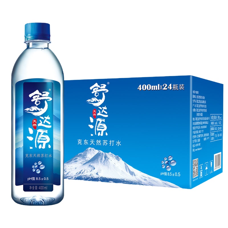 舒达源天然苏打水 无气无糖碱性 400ml*24瓶