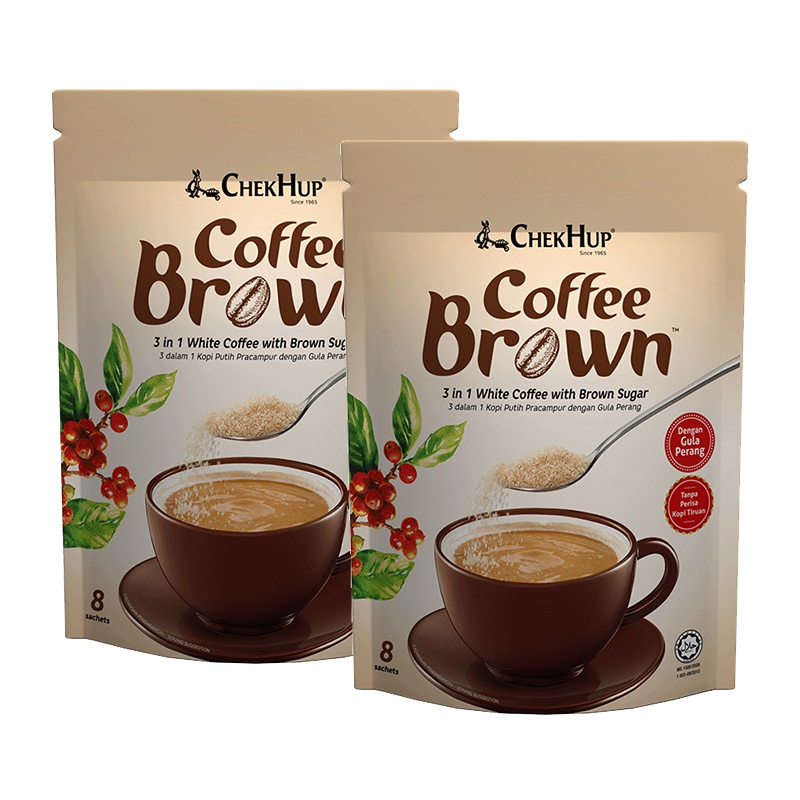 马来西亚原装进口 泽合怡保三合一红糖咖啡 速溶咖啡粉200g(25g*8包)*2袋