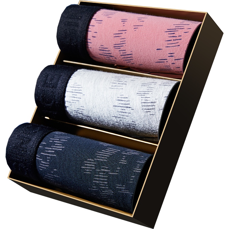 七匹狼 | 3条装内衣印花商务简约凹凸囊男式短裤青年棉质男士平角内裤男款