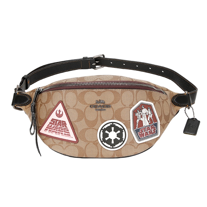 COACH 蔻驰 奢侈品 女士星战系列卡其色人造革单肩斜挎腰包 F88013 QBE7V