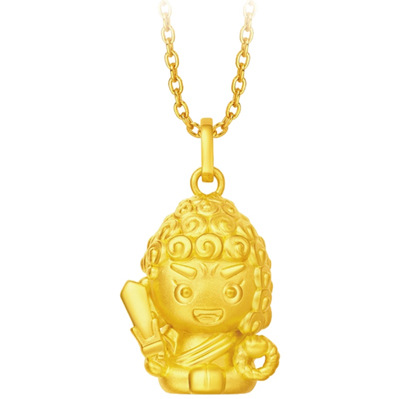 周大福生肖鸡 不动尊菩萨黄金坠R19888