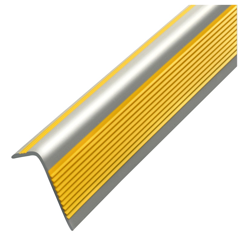 海斯迪克 HK0007 直角pvc楼梯防滑条 自粘硅胶橡胶L型防滑条 台阶包边 橙黄灰底 2个（100*2.5*5cm）