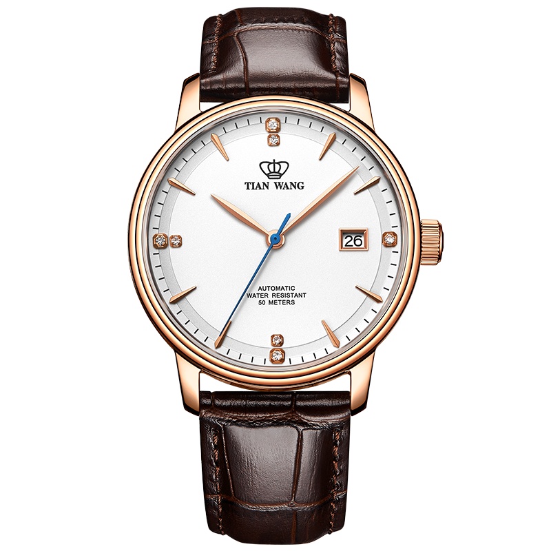 天王表(TIANWANG)手表 昆仑系列男士皮带自动机械表防水商务男表GS51001