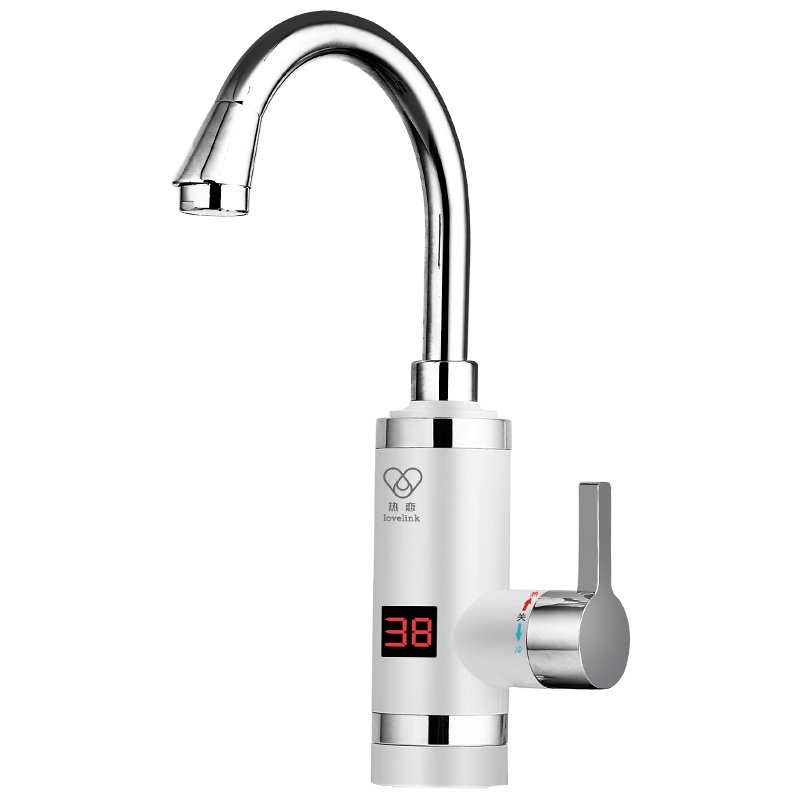 热恋(LoveLink)电热水龙头 S3X3雪山白大弯(下进水)+ 漏电保护插头 速热小厨宝 即热式电热水器