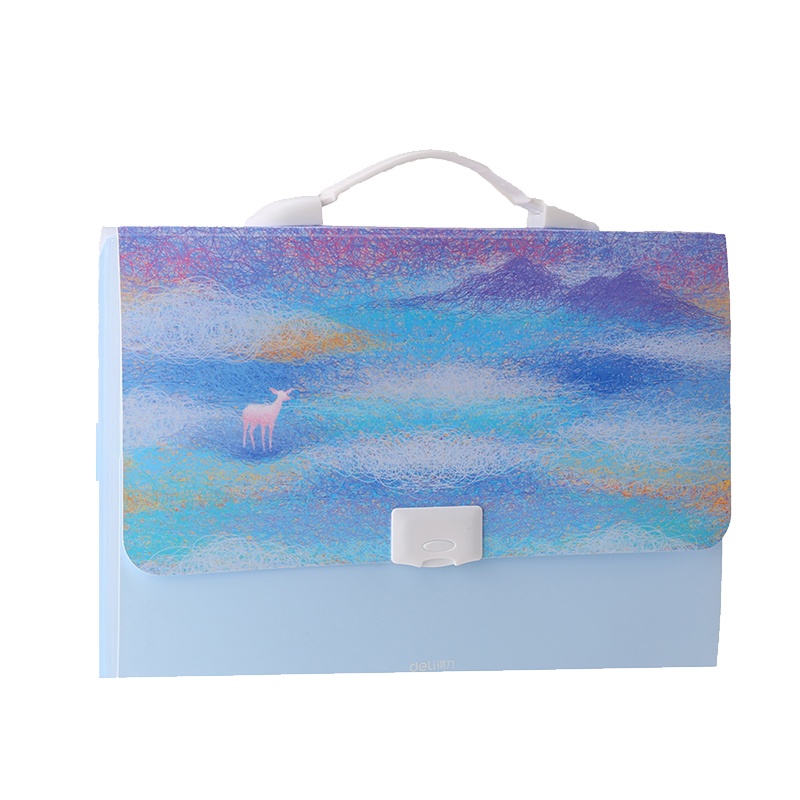 得力风琴包A4学生用多层文件夹袋手提卷子分类收纳盒女试卷夹多功能大容量透明高中生插页资料册分页5857LAN