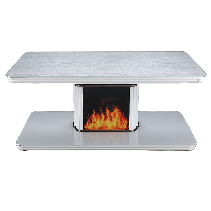 美之家辉煌D银河浮雕岩板140*80CM语音隐藏电磁炉欧式动态仿真火壁炉岩板智能升降电暖炉电暖茶几电暖桌家用电取暖器