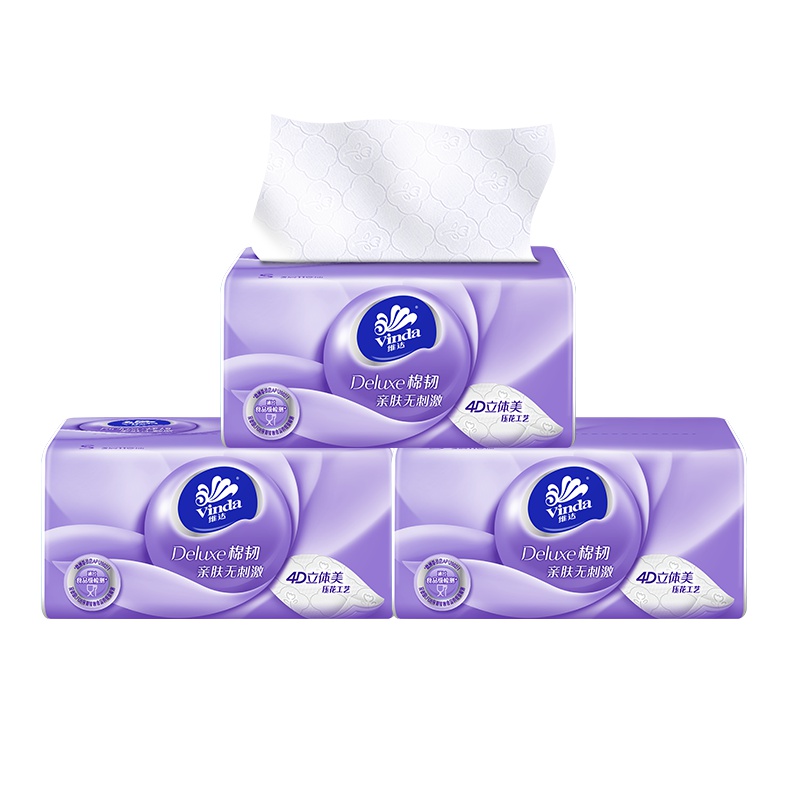 维达立体美抽纸3层110抽*3包棉韧系列无香成人婴儿纸批发