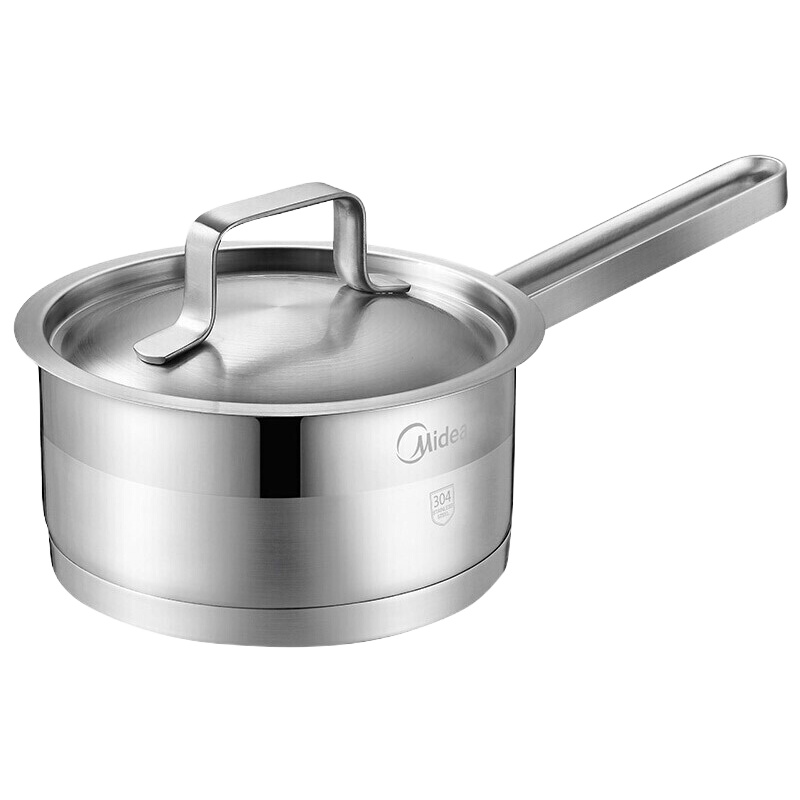 美的(Midea) 304不锈钢奶锅 热奶煮面小汤锅 全钢厚底燃气电磁炉通用16cm奶锅TG16N1