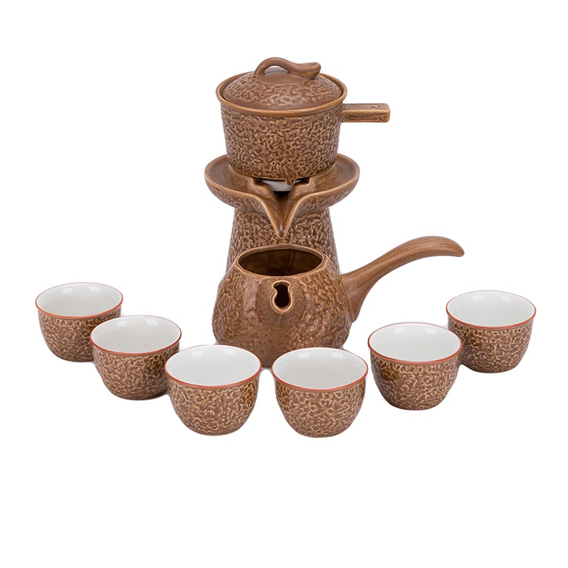 唐宏坊 茶具套装半全自动家用陶瓷懒人茶具石磨茶壶茶杯礼品套装功夫茶具