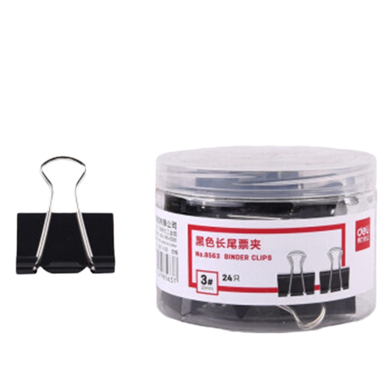 得力(deli) 8563 32mm黑色长尾票夹 中号 24只/筒