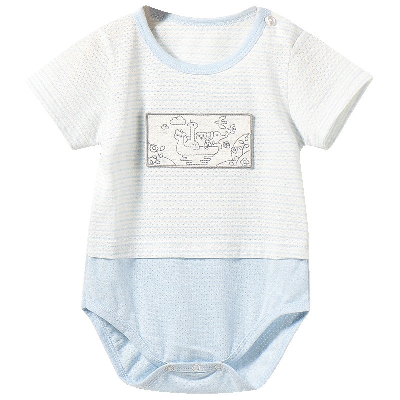 童泰TONGTAI婴幼儿内衣婴儿半袖连体衣3-18个月宝宝三角爬服哈衣包屁衣婴幼儿通用80cm