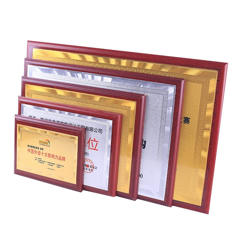 天章办公 标牌 金箔奖牌 荣誉牌牌匾 实木框架 240*310mm 1个