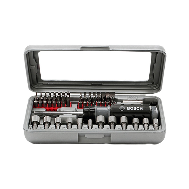 博世46件套棘轮内六角套筒十字进口螺丝刀起子机批头组合工具套装电钻可用