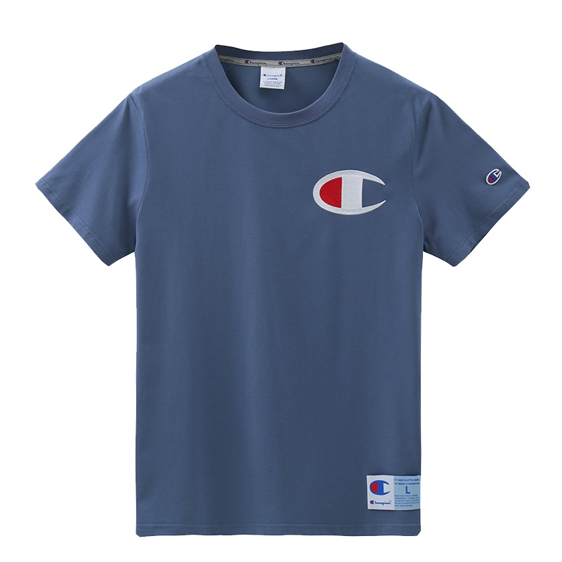Champion 冠军夏季短袖T恤女士情侣同款圆领INS风潮刺绣运动T恤男