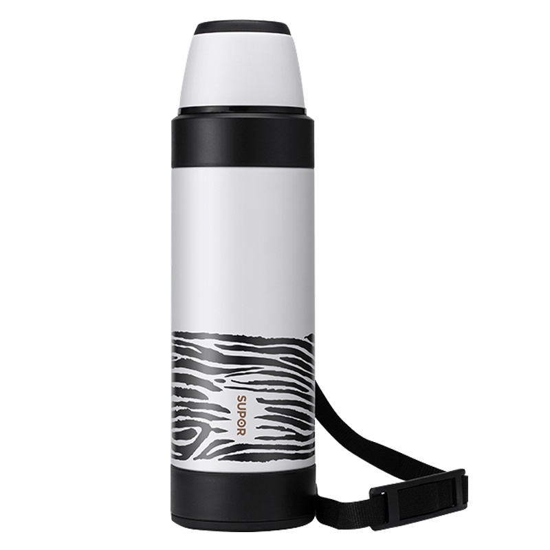 苏泊尔(SUPOR)男女大容量304不锈钢真空旅行出游专用保温壶长效保温旅行壶便携背带爬山运动野营大容量热水瓶防漏水杯
