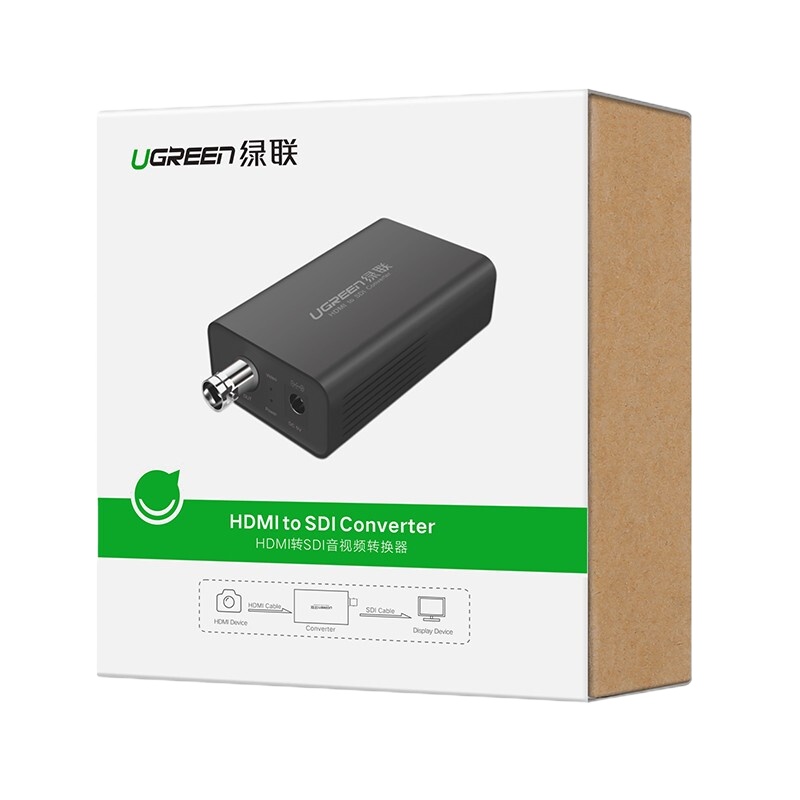 绿联 HDMI转SDI高清转换器 HD/3G-sdi广播级1080P/60Hz监控摄影机电视台专用 黑色