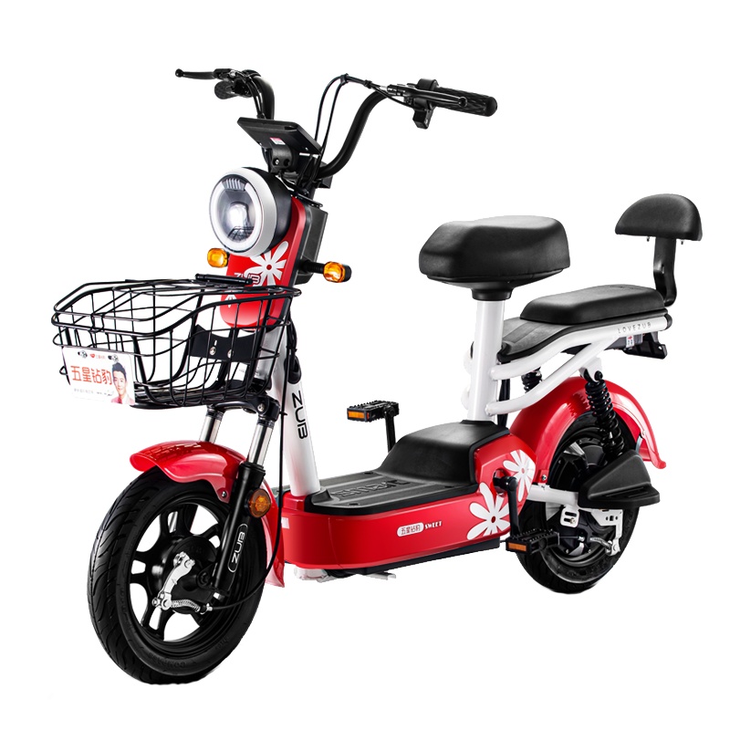 五星钻豹电动车 新国标电动自行车 小甜心2.0 48V男女通勤助力小型电瓶车成人代步亲子女士外卖滑板车 中华红