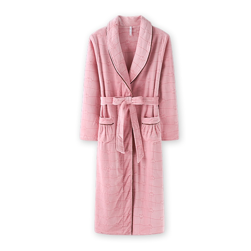 安之伴特卖双面海岛绒剪花关刀领长袖女袍C53B206