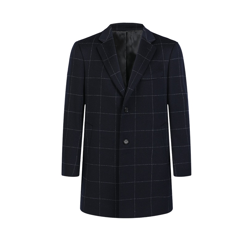 鄂尔多斯|MEN'S秋冬新品格子商务羊毛中长款男士大衣