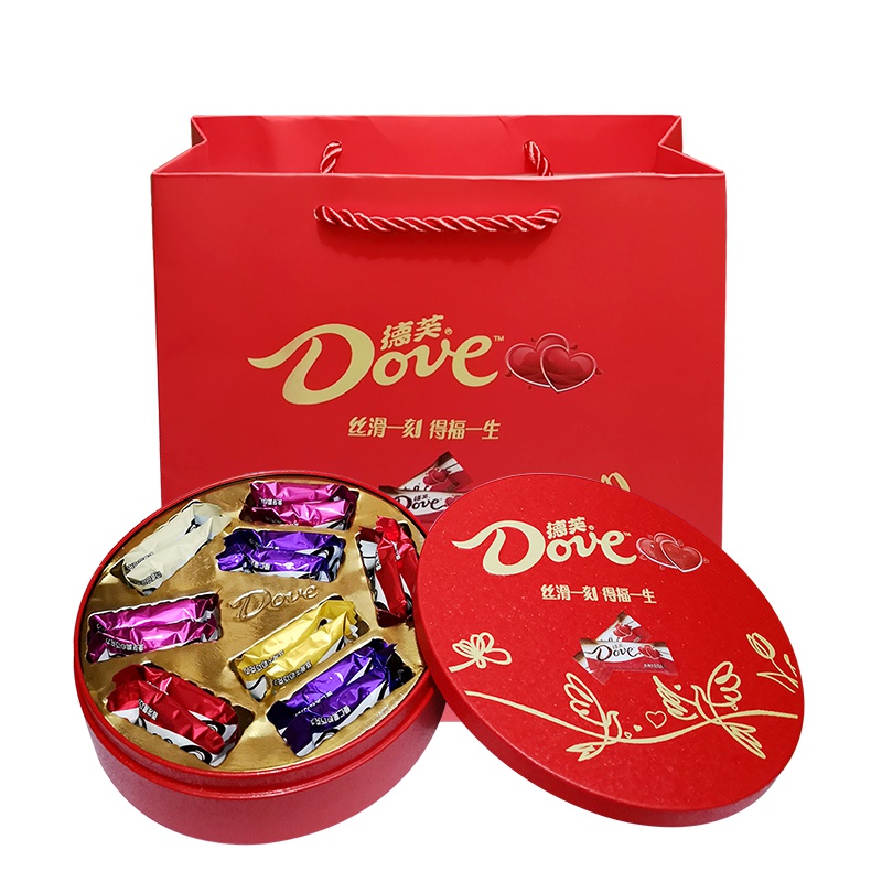 德芙巧克力德芙丝滑牛奶巧克力16粒圆形红色礼盒装铁盒装婚庆结婚喜糖6克德芙装16粒(不含礼袋;可另外选购)