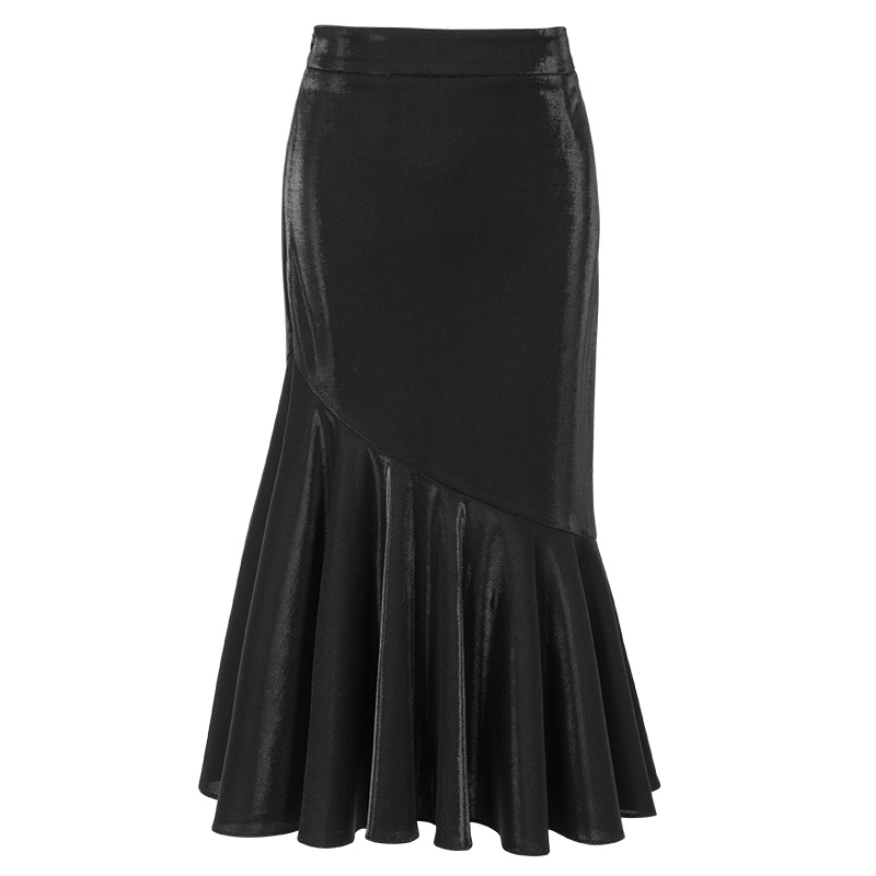 晚白2020夏季新品时尚休闲百搭纯色高腰显瘦中长裙鱼尾裙半身裙女