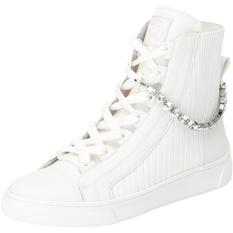 思加图2019秋季新款简约小白鞋闪钻休闲女短靴9AY29CD9