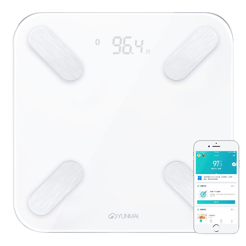 云麦mini2-蓝牙wifi智能体脂秤测脂肪体重精准家用电子秤(单位:件)