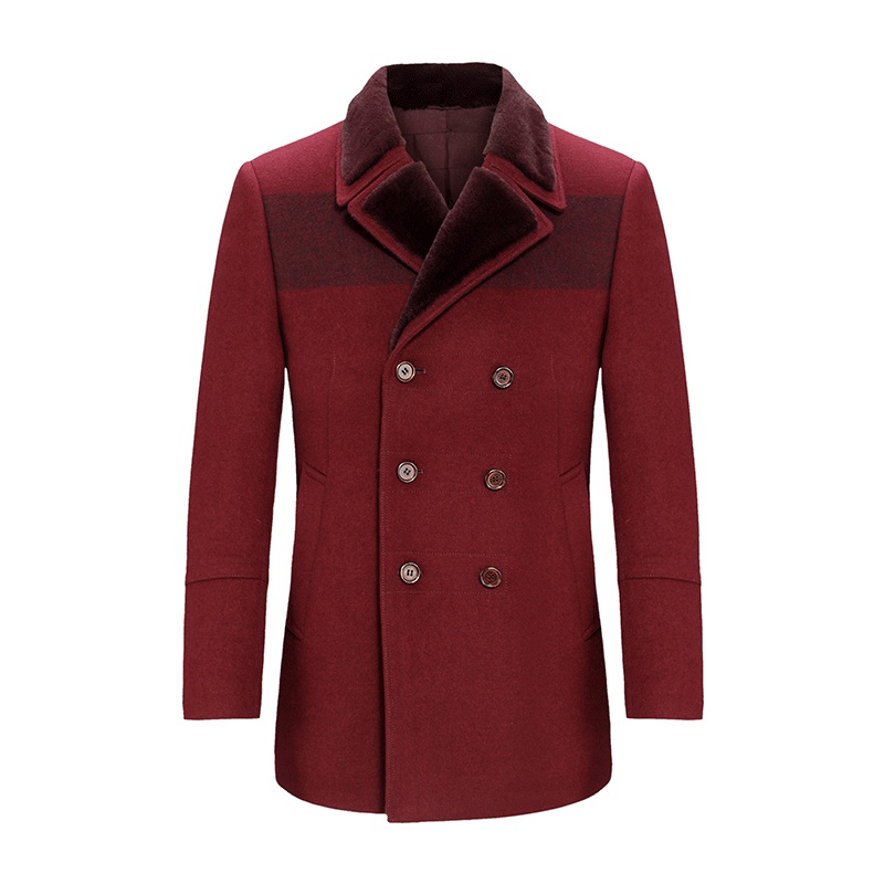 Youngor/雅戈尔秋冬新品男士商务休闲含羊毛翻领中长款修身大衣外套041MTY