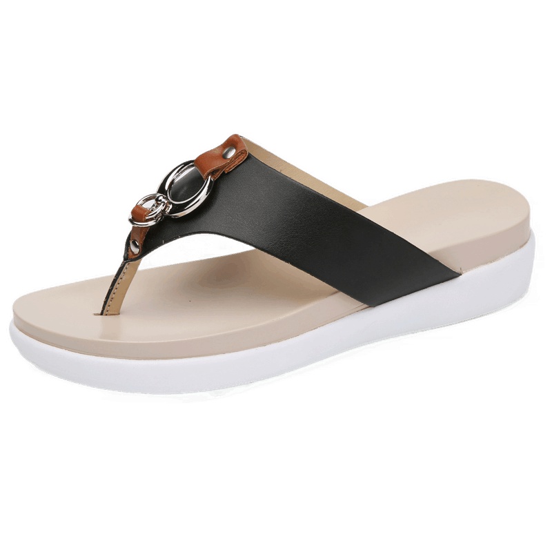 朴尼斯(Pounise)时尚休闲女士真皮人字拖轻便透气百搭 XG59-182