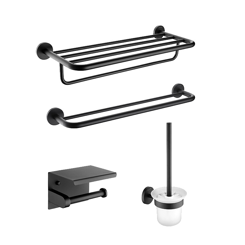 欧琳(OULIN)不锈钢浴室挂件A101/102 浴巾架毛巾架 五金卫浴套装 A101不锈钢四件套(单杆)