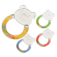 日康 小熊牙胶 食品级硅胶 摇铃牙胶 宝宝6个月以上婴儿牙咬器 RK-3345 红黄蓝绿各一个
