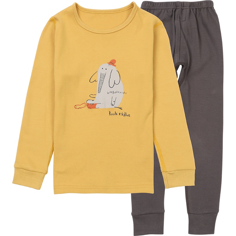 儿童内衣套装男童低圆领致密精梳棉柔软舒适纯棉秋衣秋裤两件套