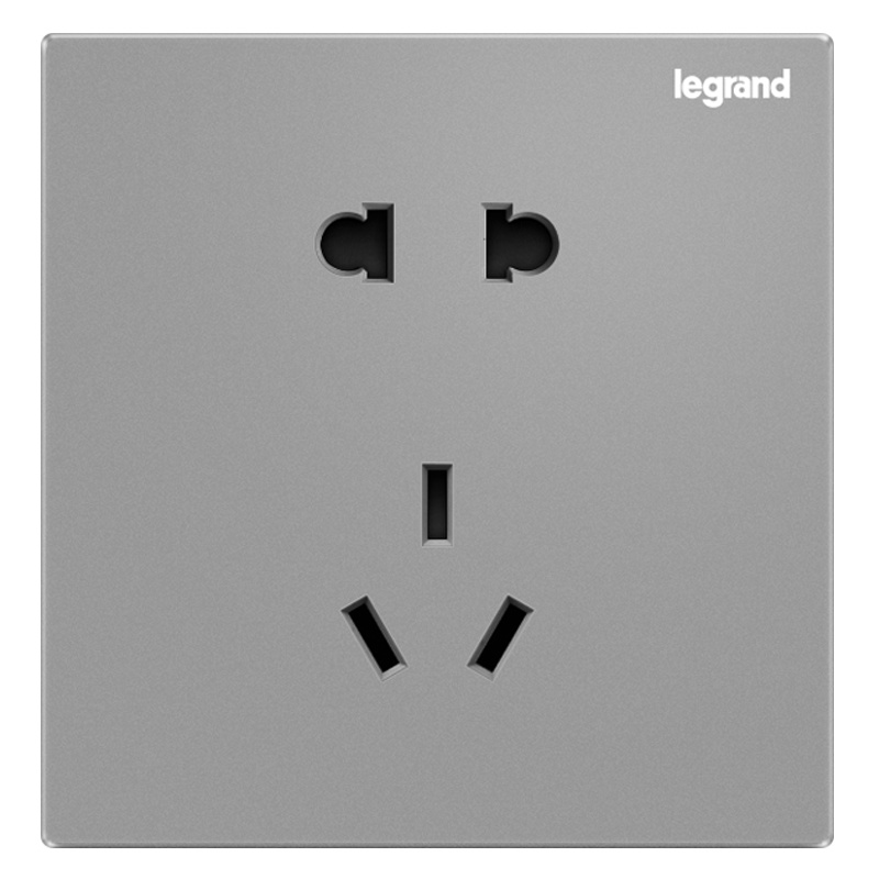 TCL罗格朗(Legrand)开关插座面板逸景深砂银5五孔二三插三孔16A空调USB墙壁电源86型暗装电源插座