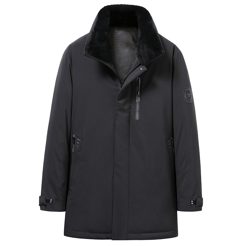 鸭鸭 90鸭绒羽绒服新品冬季中长款连帽毛领帅气保暖冬男士外套时尚潮