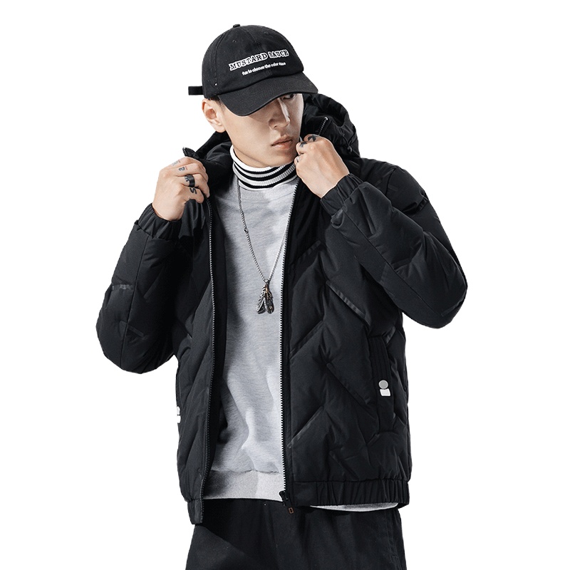 manloric男士羽绒服2022冬季新款潮流帅气韩版修身短款潮牌白鸭绒连帽纯色百搭加厚保暖外套WSL-639