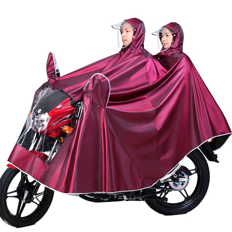 125摩托车双人天堂雨衣加大号加厚单人母子超大电动车双头雨披水