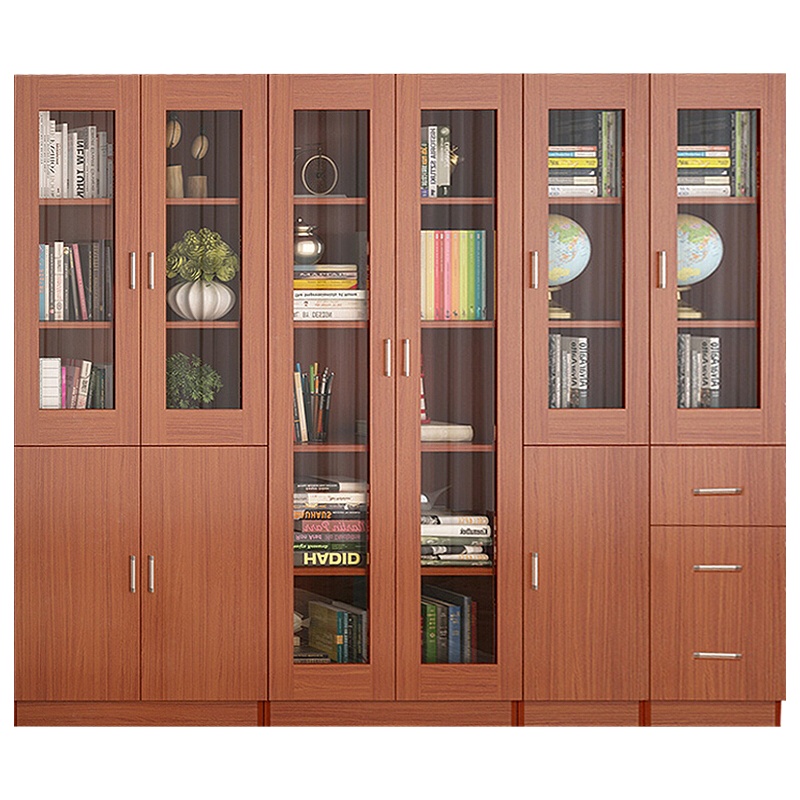 创世人 办公家具木质书柜文件柜陈列柜自由组合书橱现代简约玻璃门
