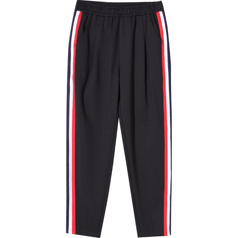 娅丽达女裤2019秋季新款运动裤女宽松时尚显瘦哈伦裤侧条纹休闲裤I3021