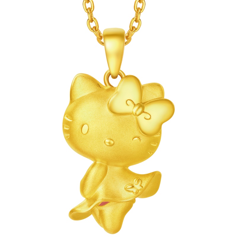 周大福金吊坠Hello Kitty凯蒂猫系列梦露款足金吊坠 R20540