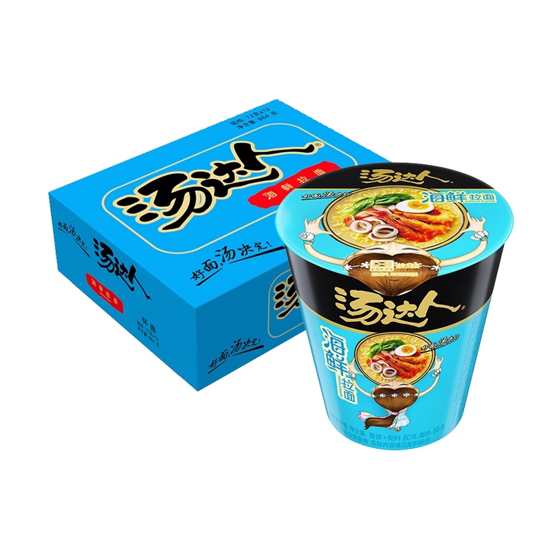 汤达人杯面海鲜拉面80g*12杯整箱