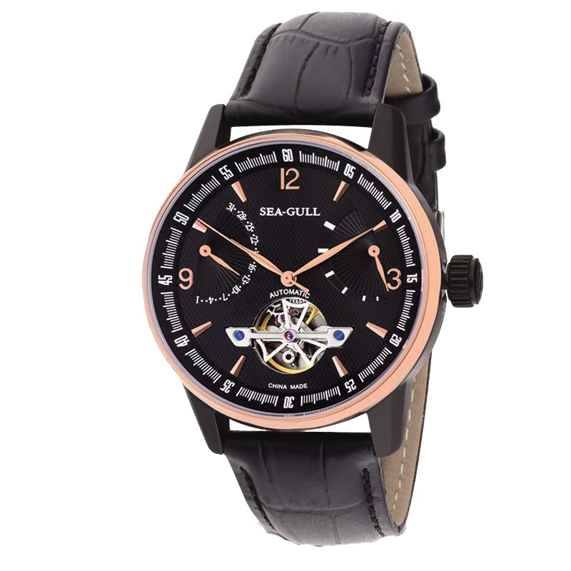 海鸥表(SEAGULL) 手表 飞轮自动机械表多功能男表 219.327黑盘黑带