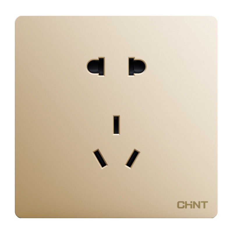 正泰开关插座面板86型带usb一开5五孔插座家用暗装16a空调墙壁多孔香槟金电源插座