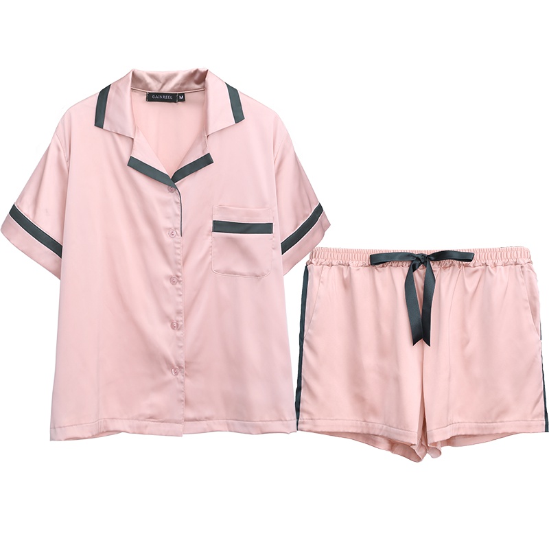 歌瑞尔休闲时尚情侣睡衣夏季休闲舒适男女士两件套家居服19156HS