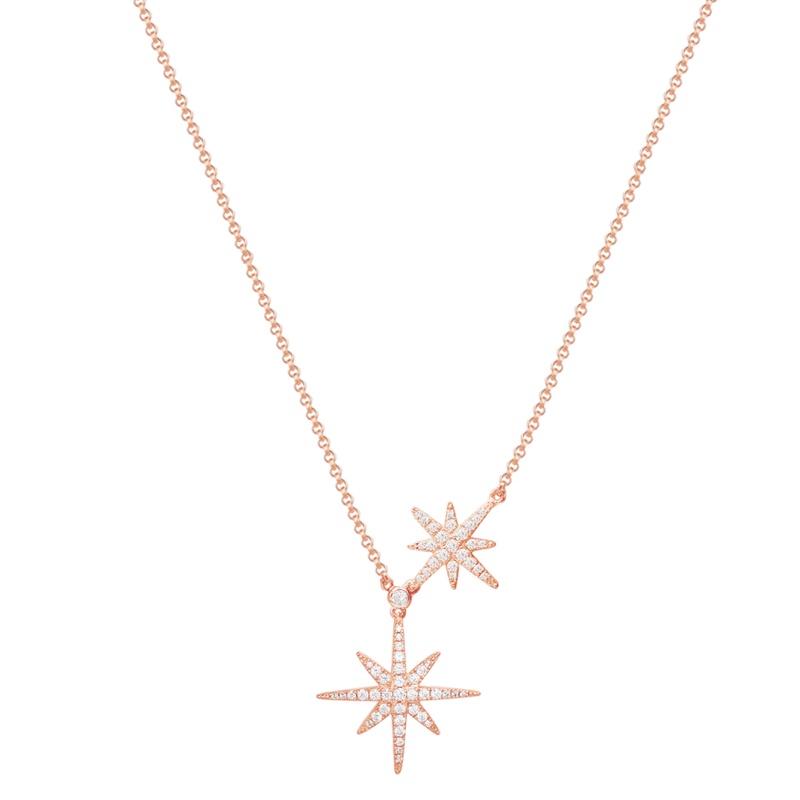 apm MONACO 玫瑰金色925银双流星项链女 送恋人RC3351OX