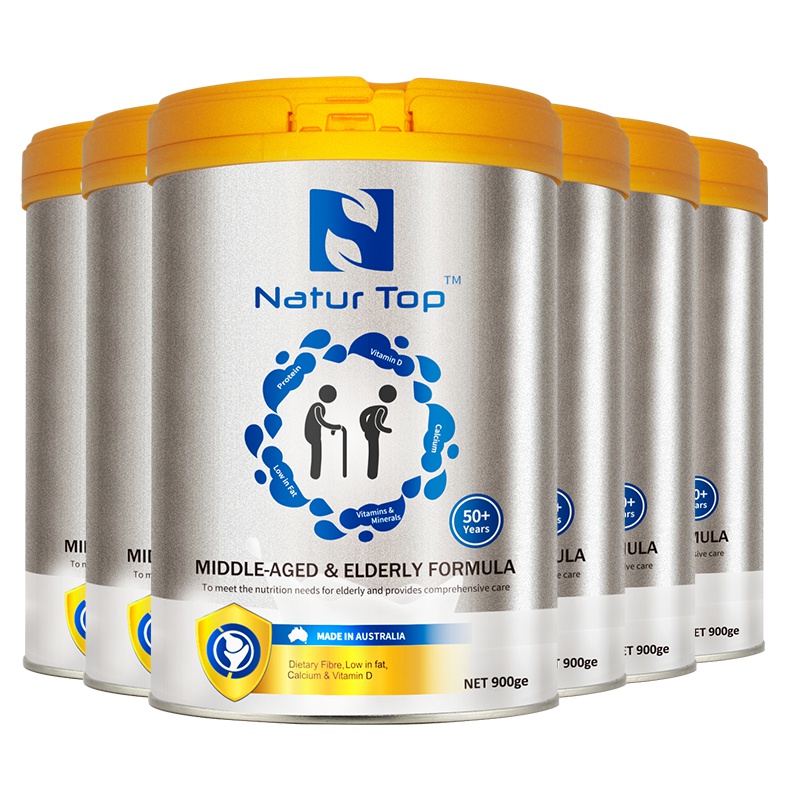 澳洲原装进口 诺崔特(Natur Top) 中老年成人奶粉 脱脂高钙高蛋白多维牛奶粉(无蔗糖) 900g*6罐装