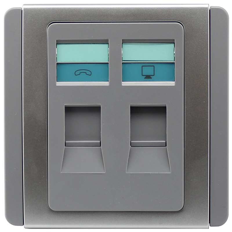 施耐德电气（Schneider Electric）开关插座 电话+电脑插座 墙壁网线面板 E3000 都会 银灰